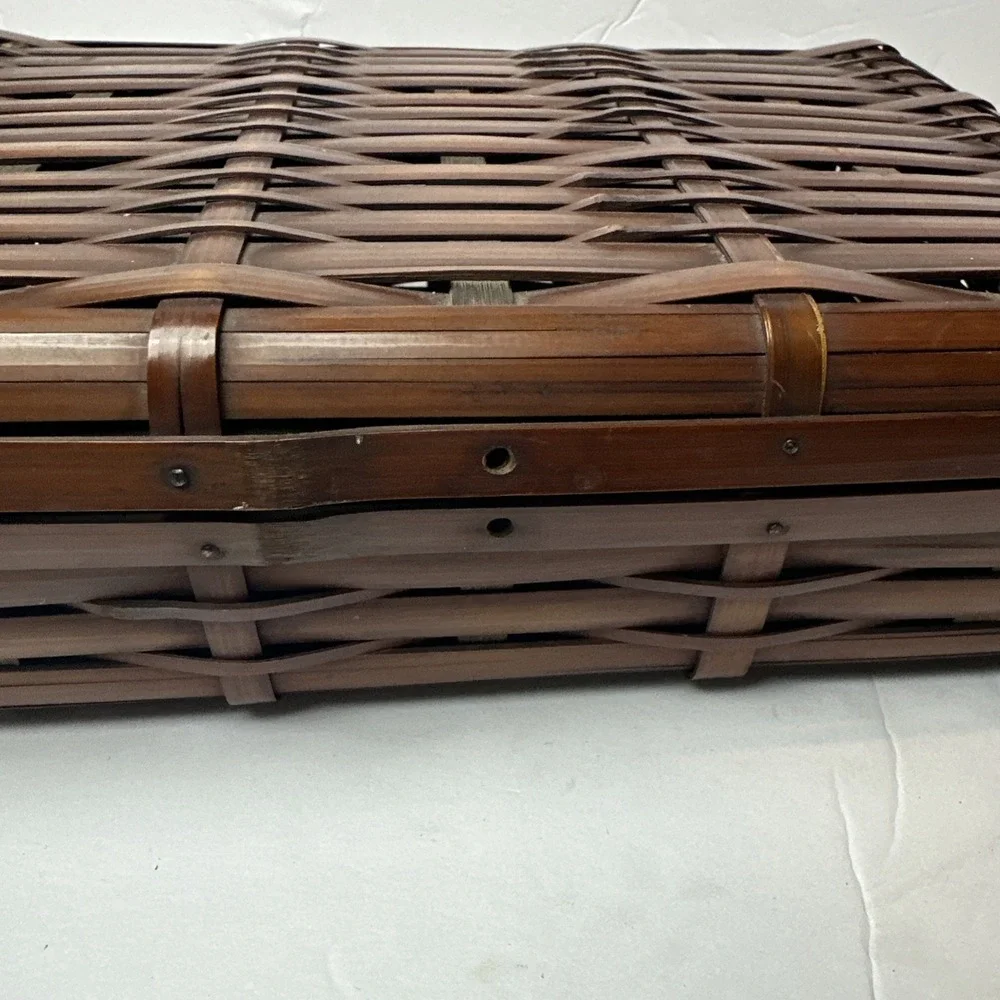 Vintage Bamboo Suitcase Style Basket MCM 10x7x3 Approximate No Handle